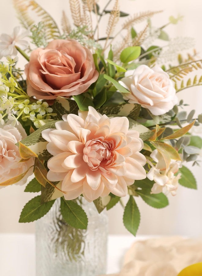 Serra Flora Faux Flowers with Vase,Artificial Silk Roses in Vase,Table Centerpieces for Dining Room, Silk Flower Arrangements for Home, Living Room Bathroom Plant Decor, Centerpiece Table Decorations - Image 5